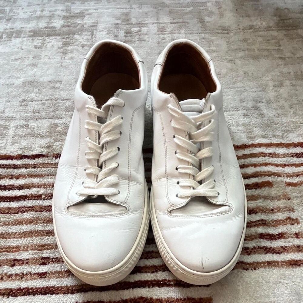 J Fitzpatrick Olympia Men's White Leather Sneakers in Sz 9
